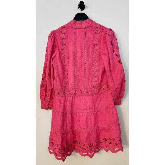 ALICE + OLIVIA Clark Collared Tiered Dress in French Rose Size US 2 - Picture 9 of 13